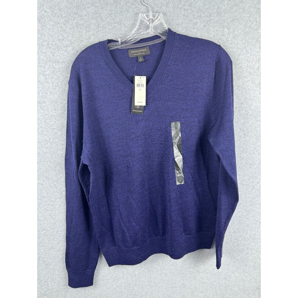 Banana Republic Pullover Sweater Size S Blue V Neck Long‎ Sleeve Casual DEFECT